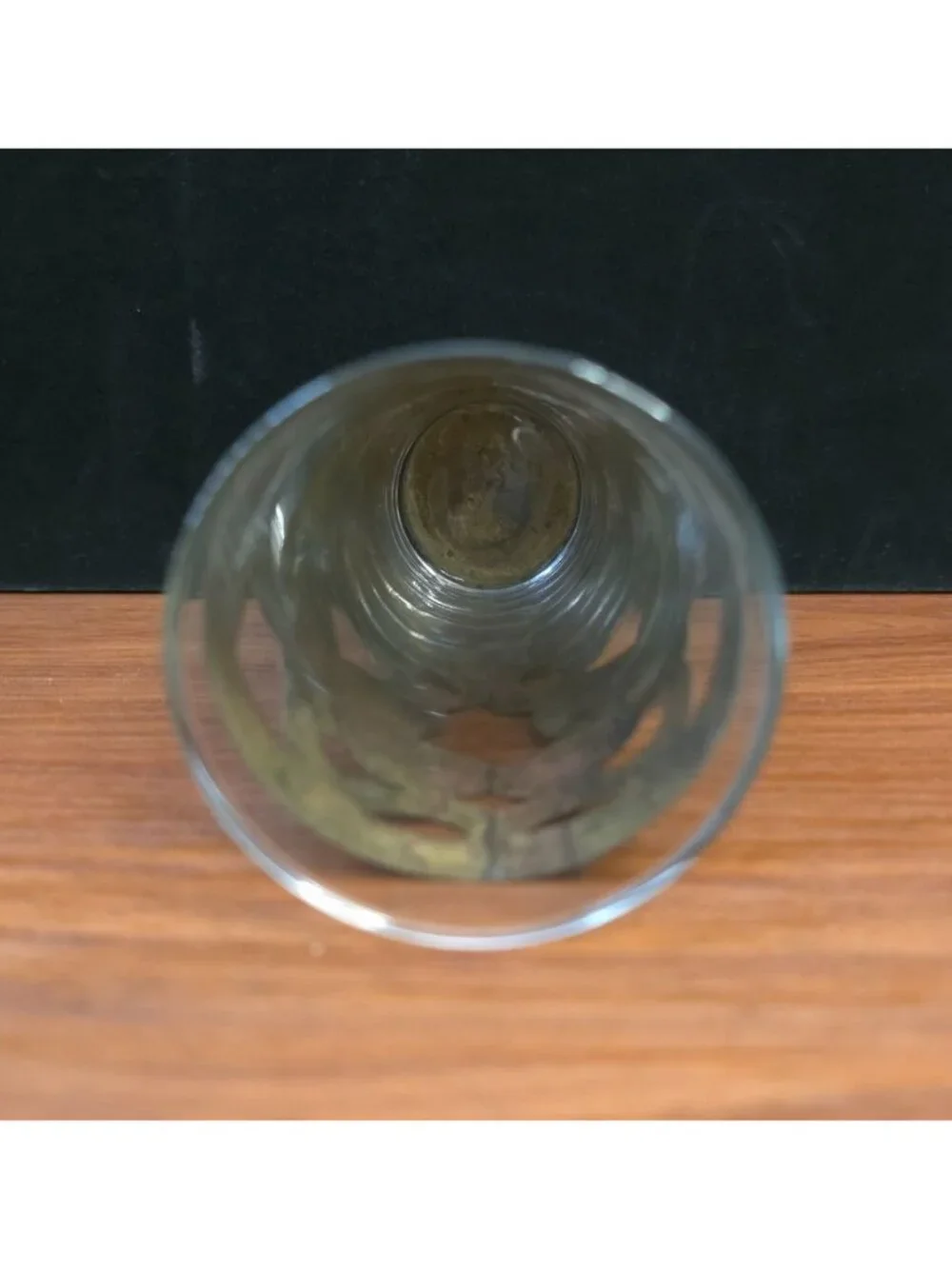 Vintage Mexican MCM Brass Overlay Glass Tumbler w/ Etched Floral Design 6.5
